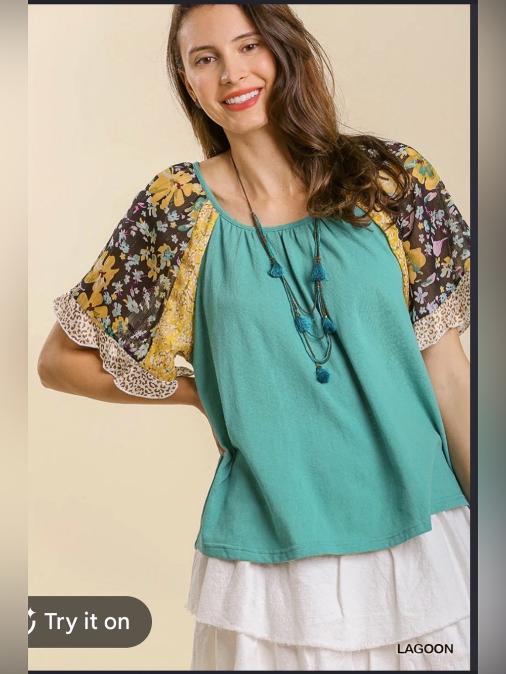 Umgee mixed media blouse size 1XL